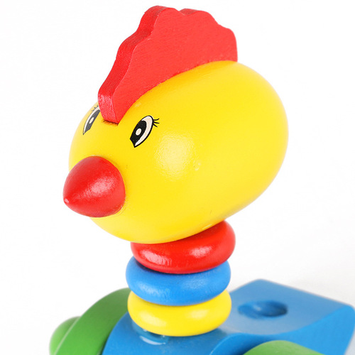 Children's wooden educational baby toddler pull trolley toy boy girl cartoon animal double pole push push