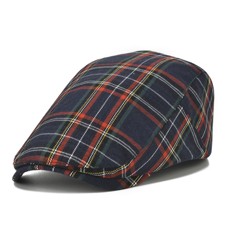 Korean version of spring, summer and autumn new British style plaid beret casual Joker outdoor sunshade forward cap wholesale