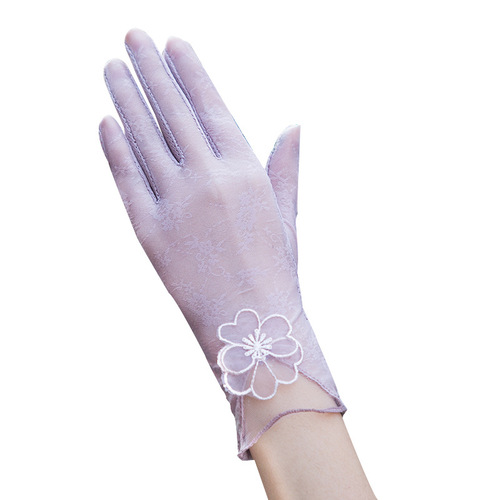 Summer Sun Protection Gloves for Women, Lace Breathable UV Protection Gloves, Touchscreen Elastic Outdoor Cycling Driving Cross-border