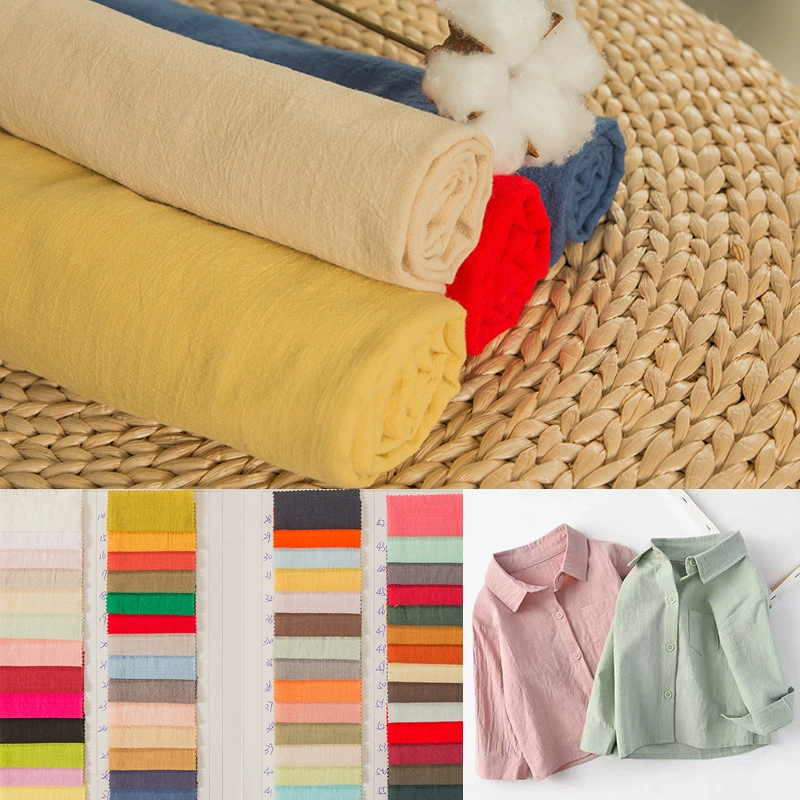 Чистый хлопок 20*60 Промытый хлопок Бамбук Хлопок Креп Мытье Детский жилет Рубашка Повседневная ткань в наличии