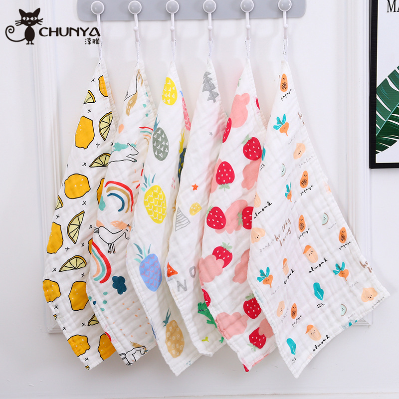 25*50 Pure Cotton Six-Layer Gauze Children's Towel Printed Towel for Kids and Babies Face Washing Daily Use Wholesale Super Soft