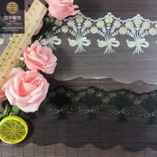 蝴蝶结蕾丝花边11.5cm洛丽塔网布花边裙摆花边lacefabrics花边