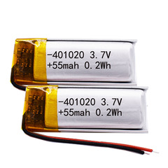 401020 55mah polymer lithium battery 3.7V rechargeable locator Bluetooth headset battery factory direct supply
