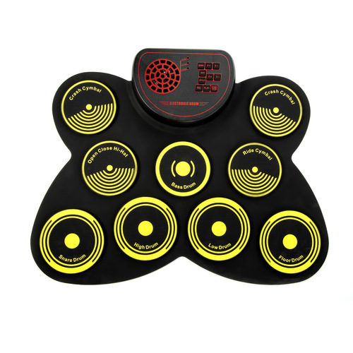 Children's Christmas gifts, colorful electronic drum with built-in speaker and lithium battery, silicone musical instrument, hand-rolled electronic drum