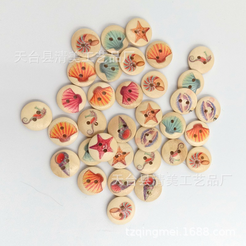 Botones de madera marina de 15/25mm Botones de madera marina decorativos 100/50 paquetes