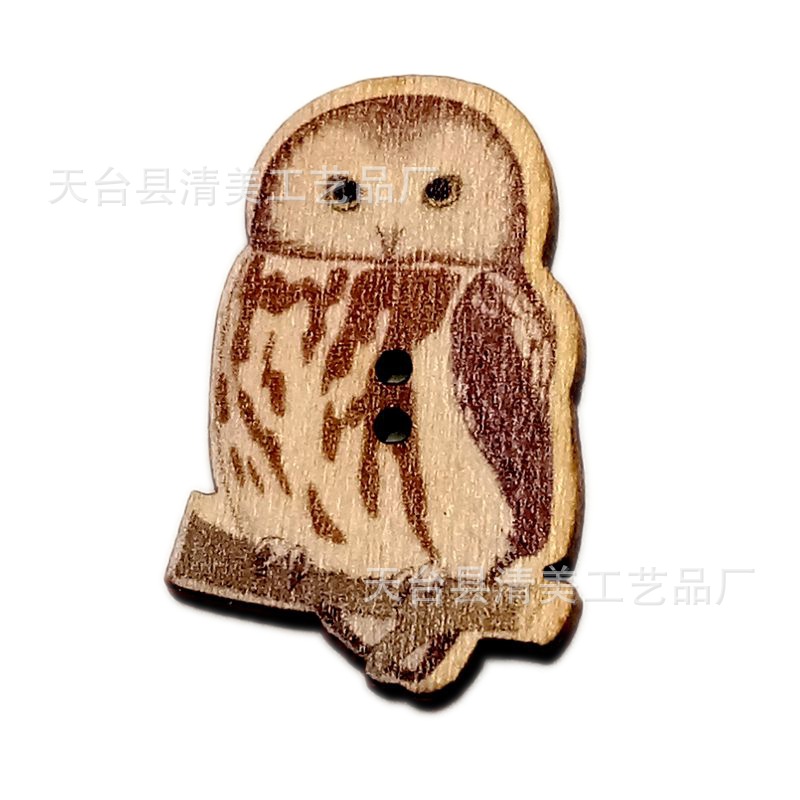Tronco pintado de bricolaje diez tipos de botones mixtos de búho pintados de madera 100 botones de búho uno