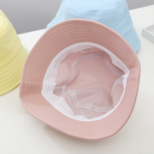Children's fisherman hat new Korean style macaron color cute male and female baby sun visor with windproof rope basin hat wholesale