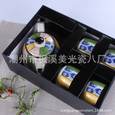 潮州美光烧高温手彩礼品茶具批发茶壶茶杯套装F429-006-4