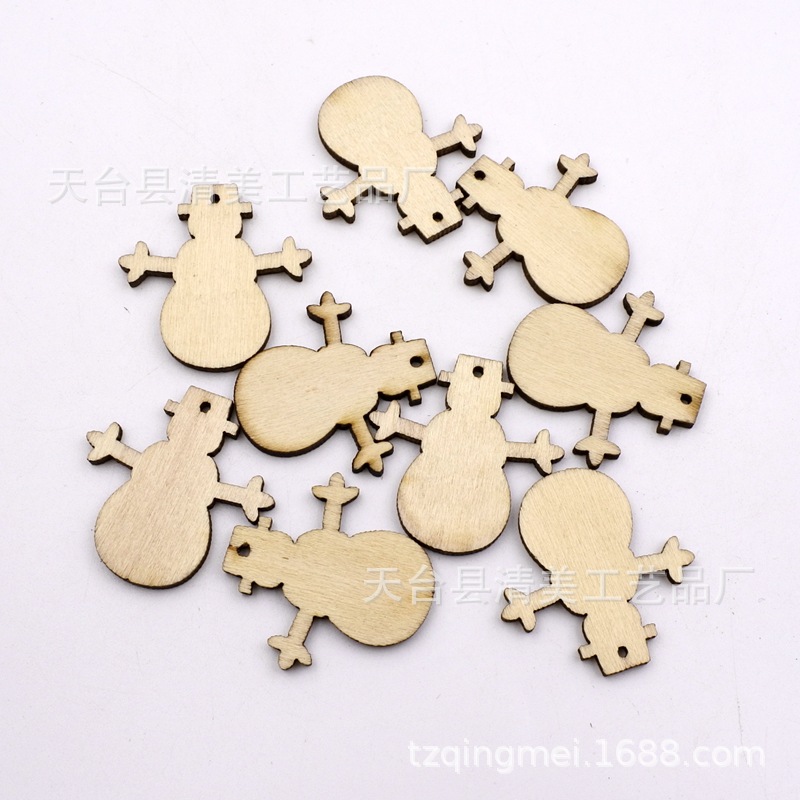 31*32mm log Navidad muñeco de nieve madera chip niños parche hecho a mano 50 unidades un paquete