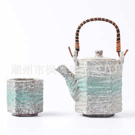 美光烧日韩式茶具陶瓷套装一壶四杯特色礼品复古仿粗陶茶具