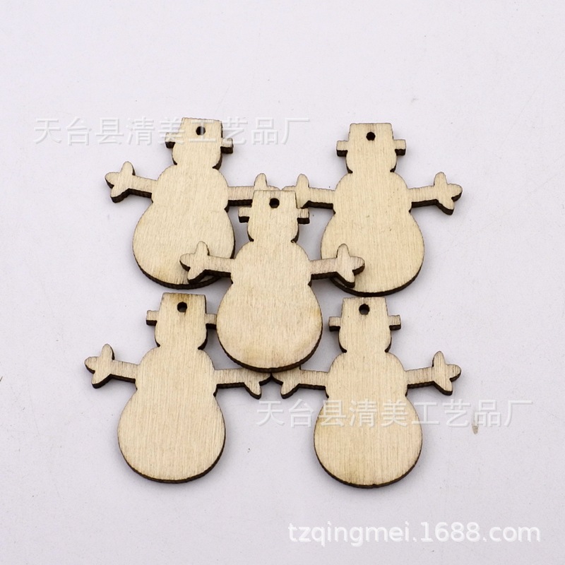 31*32mm log Navidad muñeco de nieve madera chip niños parche hecho a mano 50 unidades un paquete