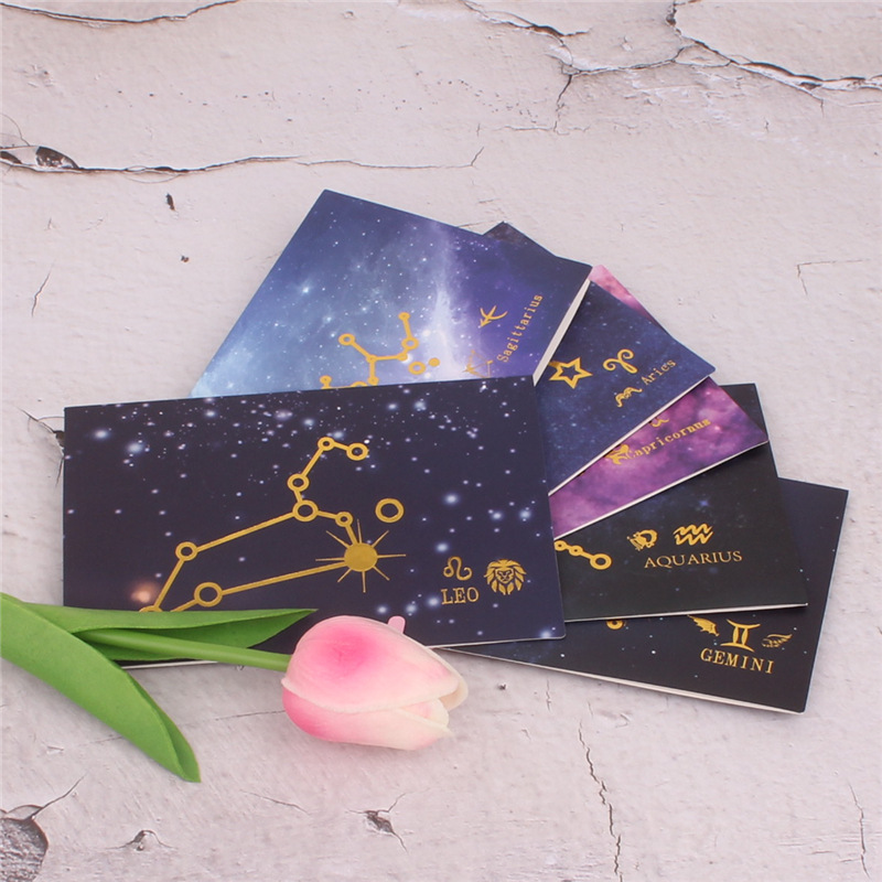 Doce constelación Cielo estrellado dorado tarjeta plegable pieza embalaje negocio tarjeta de felicitación flor caja de regalo Tarjeta de bendición tarjeta del mensaje