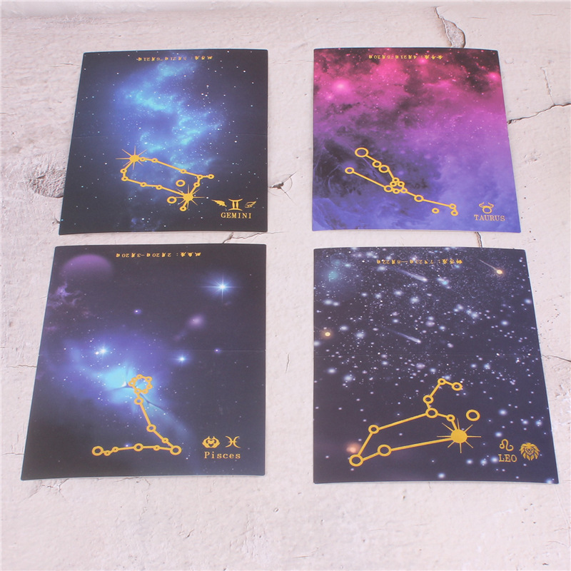 Doce constelación Cielo estrellado dorado tarjeta plegable pieza embalaje negocio tarjeta de felicitación flor caja de regalo Tarjeta de bendición tarjeta del mensaje