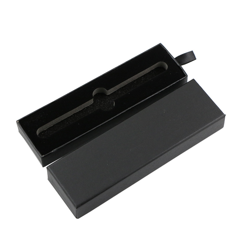 现货批发抽拉式钢笔盒礼盒仿PU皮纹盒子包装盒可做纸质礼品笔盒
