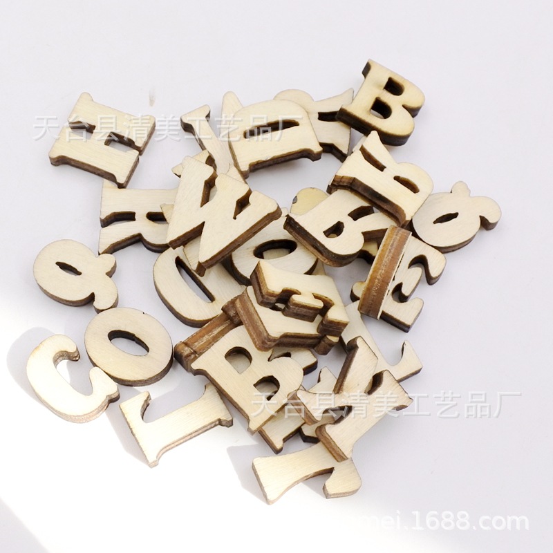 26 letras inglesas de madera de bricolaje color de madera 26 letras inglesas 15mm de alto