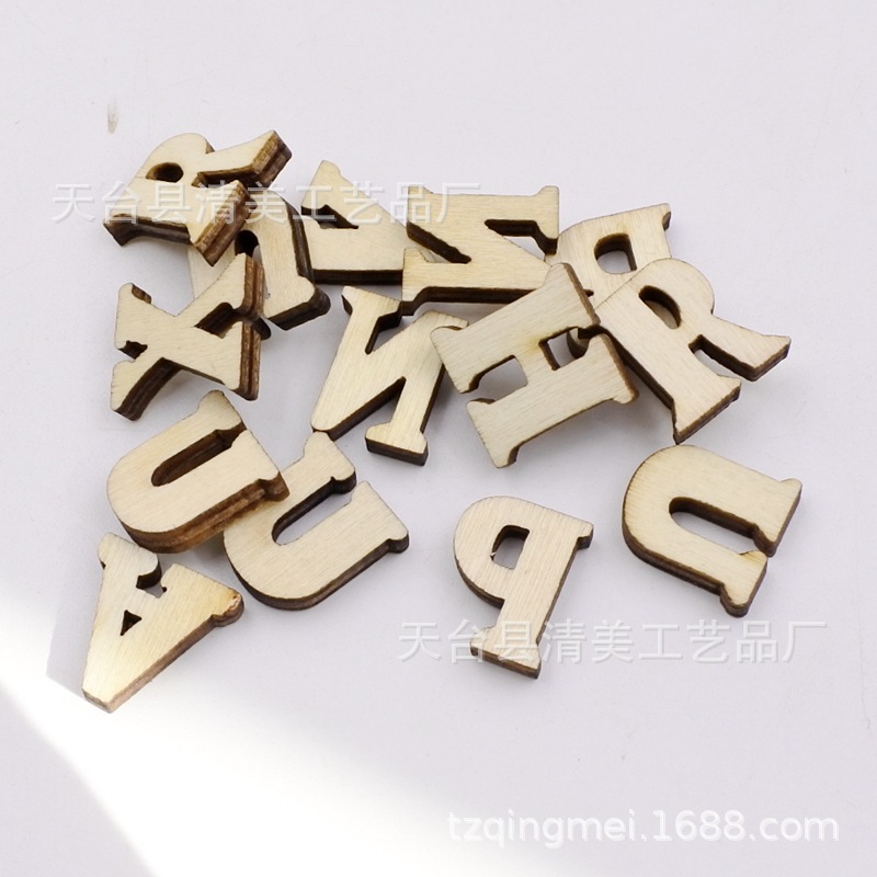 26 letras inglesas de madera de bricolaje color de madera 26 letras inglesas 15mm de alto