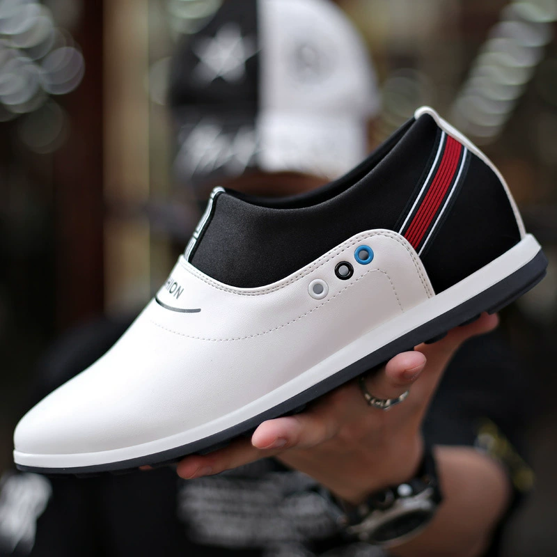 Летние мужские кожаные сандалии, белые туфли, дышащая повседневная кожаная обувь, мужская обувь с дырками, невидимая Скрытая мужская обувь, увеличивающая рост, 6 см