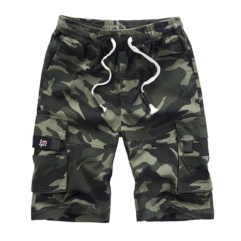 Summer Men's Casual Beach Camouflage Shorts Loose Cotton Sports Pants Five-Quarter Pants Overalls Medium Pants Large Size