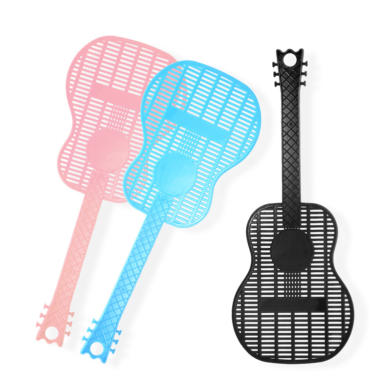 Fly Spatter Plastic Thickened Long Handle Mosquito Spatter Summer Mesh Household Fly Spatter Soft Guitar Shape Advertising