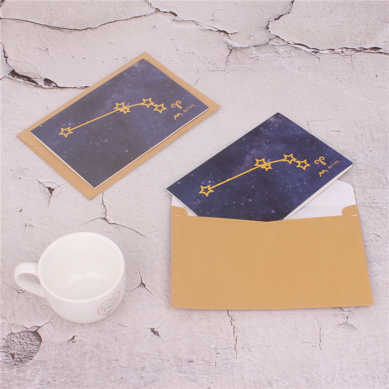 Doce constelación cielo estrellado bronceado tarjeta de felicitación Doble tarjeta universal tarjeta de felicitación de negocios Tarjeta de mensaje más sobre