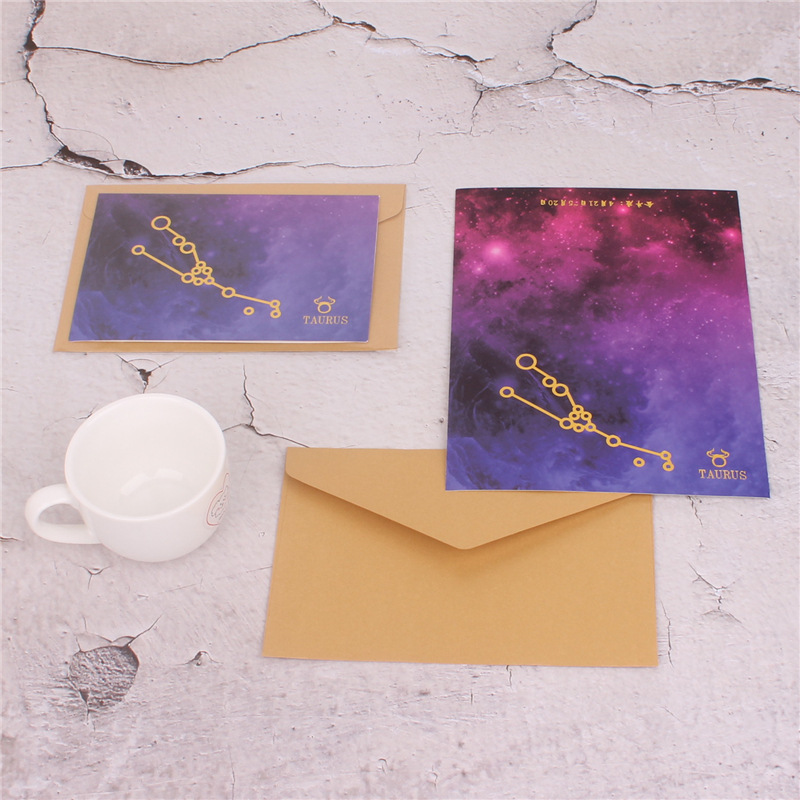 Doce constelación cielo estrellado bronceado tarjeta de felicitación Doble tarjeta universal tarjeta de felicitación de negocios Tarjeta de mensaje más sobre
