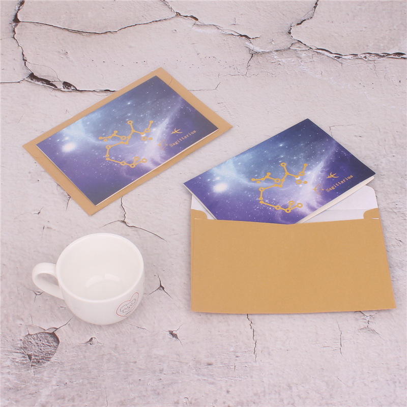 Doce constelación cielo estrellado bronceado tarjeta de felicitación Doble tarjeta universal tarjeta de felicitación de negocios Tarjeta de mensaje más sobre