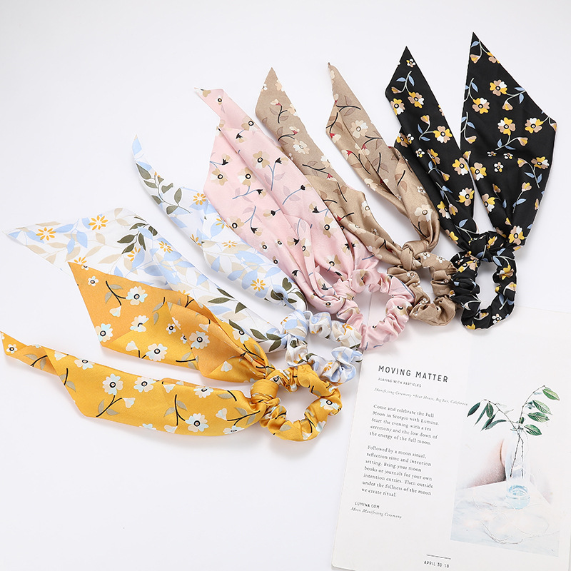 Pequeño anillo de intestino grande fresco triángulo largo anillo de cabello de cabello de bosque dulce disco de cabello de tela de cola de caballo anillo adornamiento para el cabello