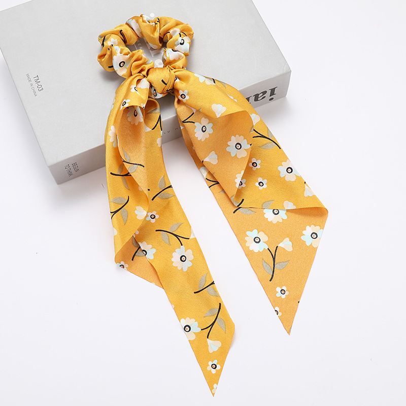 Pequeño anillo de intestino grande fresco triángulo largo anillo de cabello de cabello de bosque dulce disco de cabello de tela de cola de caballo anillo adornamiento para el cabello