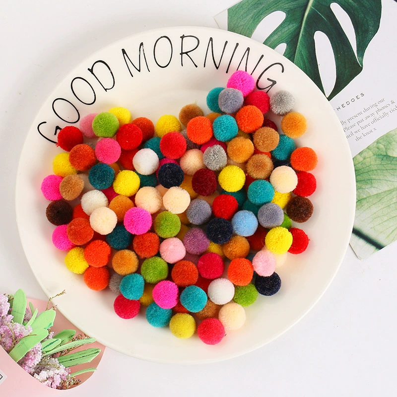Мелкие помпоны из полиэфирного кашемира 1,5 см, аксессуары для рукоделия, тонкая пряжа ручной работы, шарики из ягодного волокна, оптом.