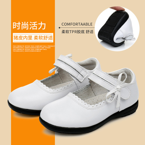 Children's leather shoes for school students, genuine cowhide, girls' leather shoes, small and medium children's casual single shoes, princess shoes, black leather shoes.