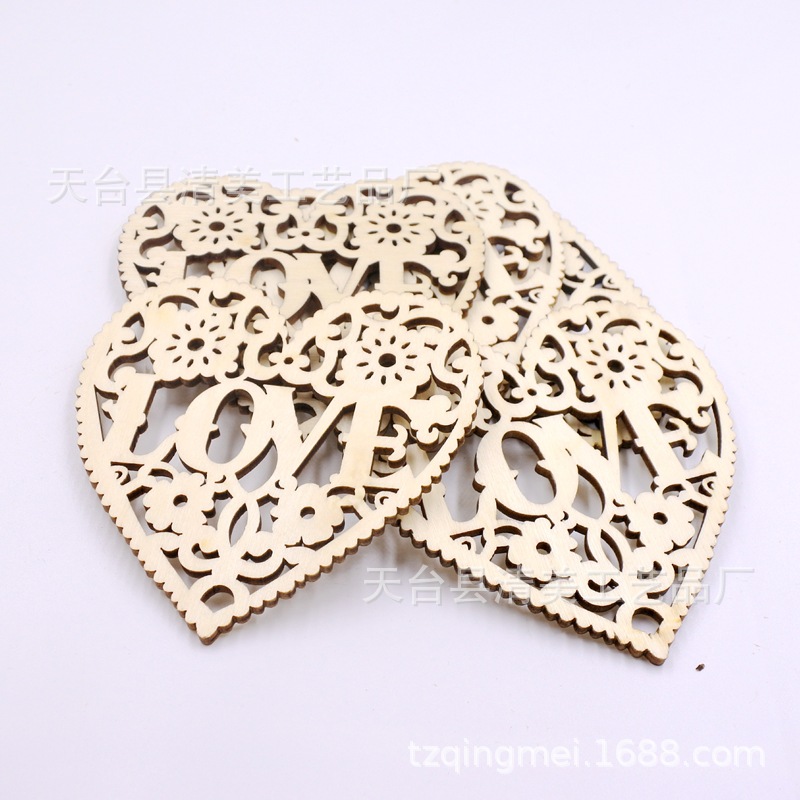 Boda troncos de madera amor amor colgante colgante Día de San Valentín decoración de madera accesorios de dibujos animados 10 piezas en un paquete