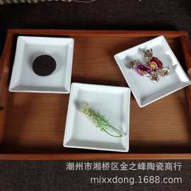 陶瓷正方小菜盘 早餐盘 可加做图案首饰盘  零食碟 配木板慕斯碟