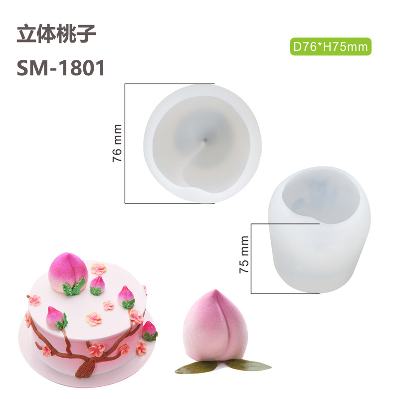 Melocotón manzana pera simulación fruta mousse pastel molde de silicona limón piña mango naranja cereza molde de postre