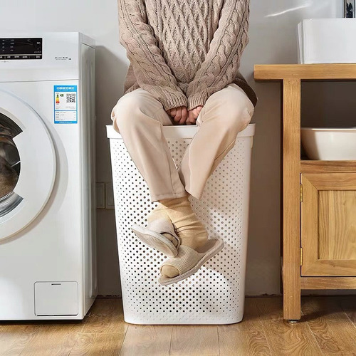 Large plastic laundry basket, bathroom dirty clothes Nordic storage basket, household large cover Japanese laundry basket