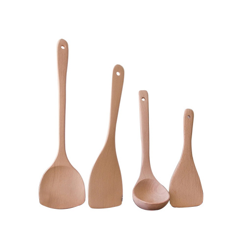 Beech unpainted pot spatula wooden spoon wooden household items kitchen utensils set log rice spatula wooden spatula can be engraved with logo