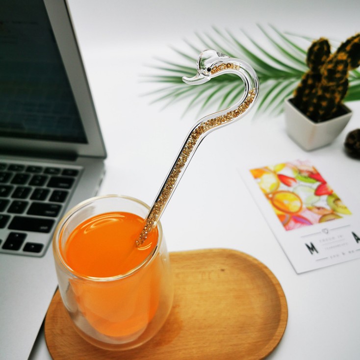 Cisne varilla de agitación de alta temperatura resistente a la varilla de vidrio café leche en polvo cóctel regalo para novia Día de San Valentín ventas directas de la fábrica