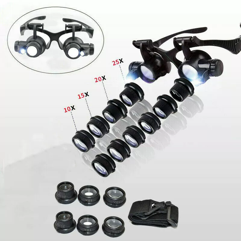 Chuda восемь комплектов увеличительных линз, очки для ремонта часов, светодиодный увеличительный костюм, Модернизированная версия 9892G8KX