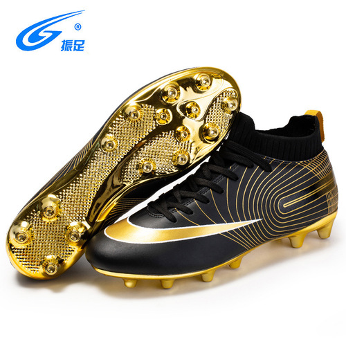 Zhenzu Children's Football Shoes Men's High Top Golden Spike Shoes Wholesale Dropshipping