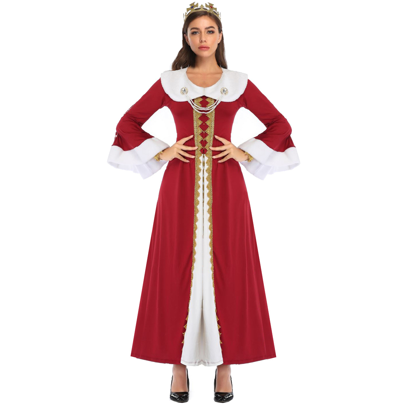 thumbnail image 1 of Disfraces de Halloween 2024 M-XL Disfraz de reina de Halloween Disfraz de pareja Disfraz de fiesta COS Disfraz de actuación de rey y reina con corona de palacio, 1 of 4