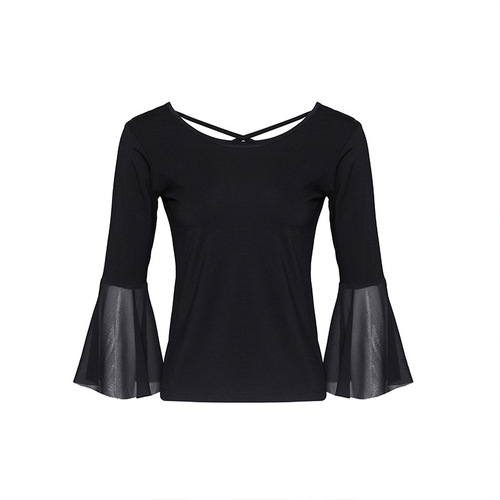 Modular Dance Costume for Women - New Square Dance Flared Sleeve Adult Dancing Sheer Sleeve Top with Flowing Back and Dropshipping
