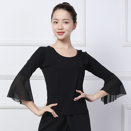 Modular Dance Costume for Women - New Square Dance Flared Sleeve Adult Dancing Sheer Sleeve Top with Flowing Back and Dropshipping