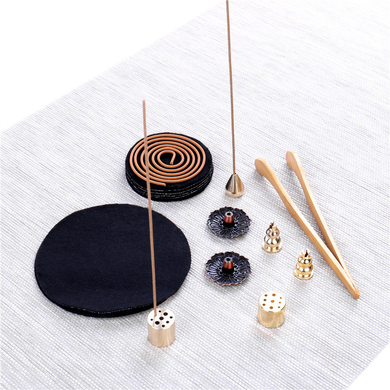 Brass Alloy Gourd-Shaped Nine-Hole Incense Holder with Iron Clip, Fireproof Cotton Incense Burner, Incense Stick Holder, Incense Coil Holder, Incense Stand, Cross-Border Dropshipping
