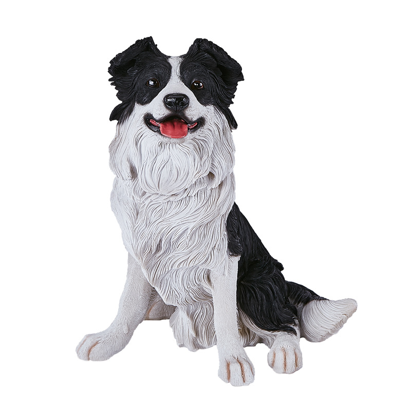 Simulación frontera cría de animales decoración resina collie perro modelo simulación perro decoración Scottish Border Pastor perro modelo de juguete