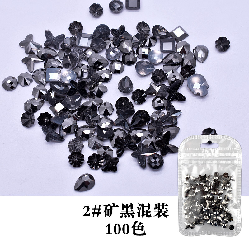 Flash 100 Unids desgaste de la resina de uñas joyería de uñas de diamantes de forma especial plana color mágico blanco AB uñas de color Rhinestone