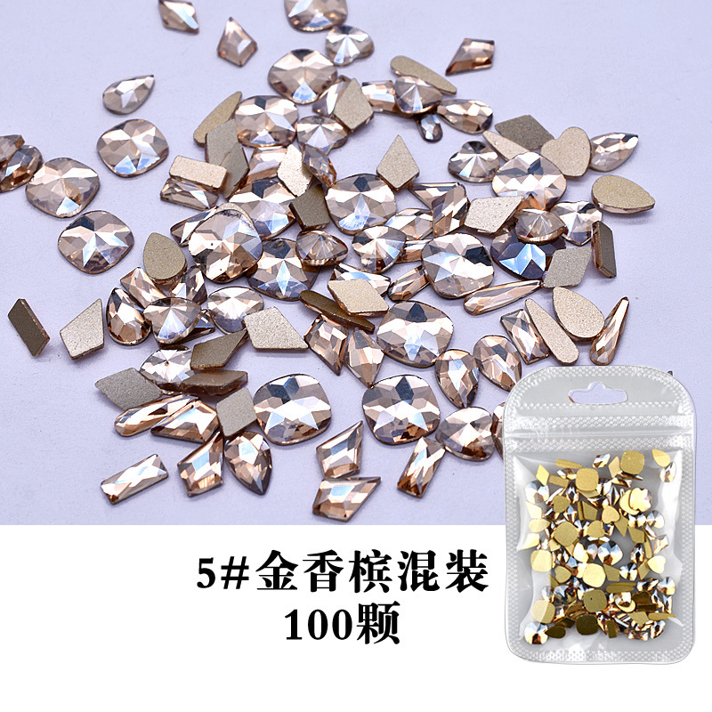 Flash 100 Unids desgaste de la resina de uñas joyería de uñas de diamantes de forma especial plana color mágico blanco AB uñas de color Rhinestone