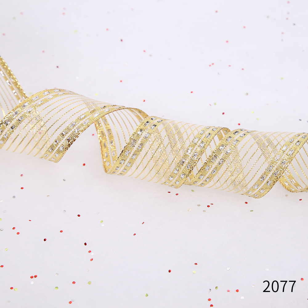 Transfronterizo nueva cinta de alambre de Navidad decoraciones de Navidad embalaje de regalo hecho a mano DIY cinta de dorado