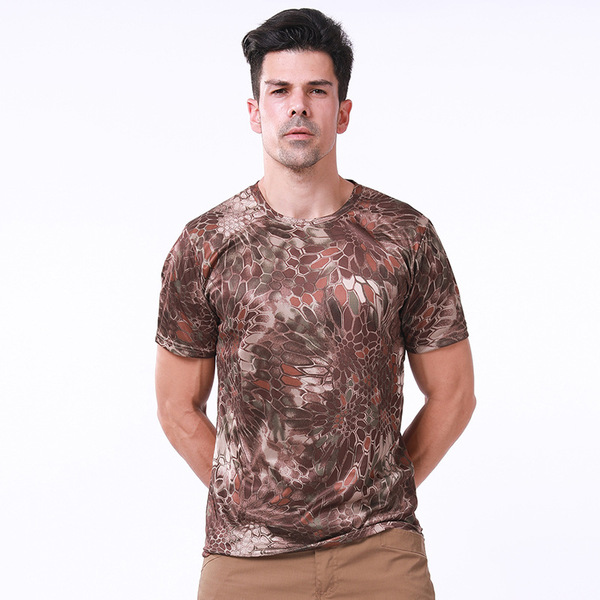 ESDY Travel camouflage sports T-shirt with a round collar