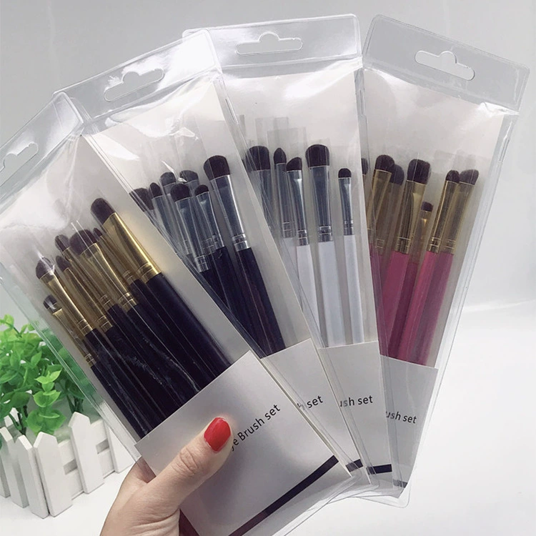 Makeup Brush Set, 7-piece pony-hair brushes with wooden handles and aluminum ferrules