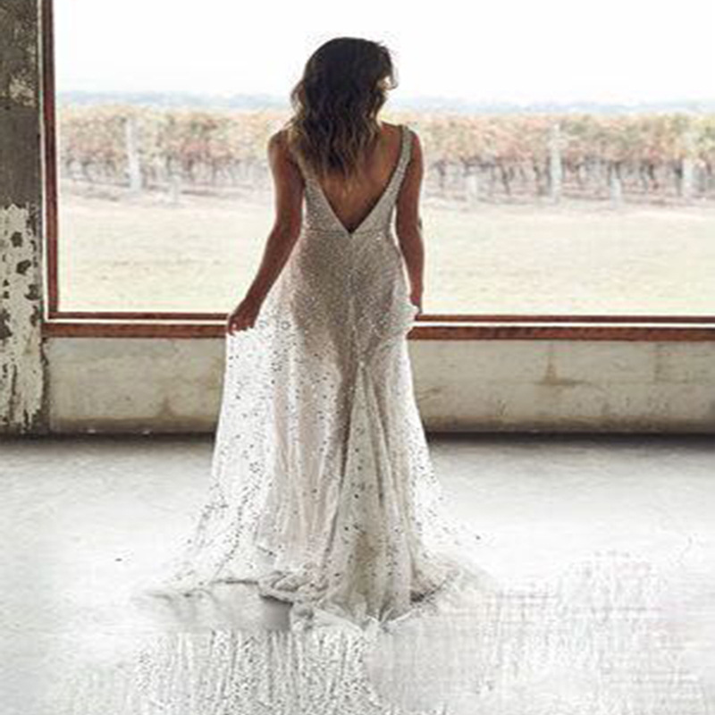 Vestido Largo con Cuello en V y Lentejuelas Doradas, Estilo Amazon, Nuevo para Primavera/Verano 2025, Comercio Exterior Transfronterizo