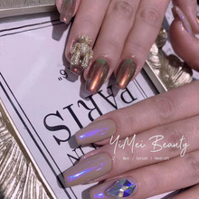 网红新款美甲极光粉冰透裸色镜面变色龙幻彩魔镜粉仙女粉指甲闪粉